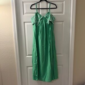 Chic Green Maxi Dress with Unique Detailing